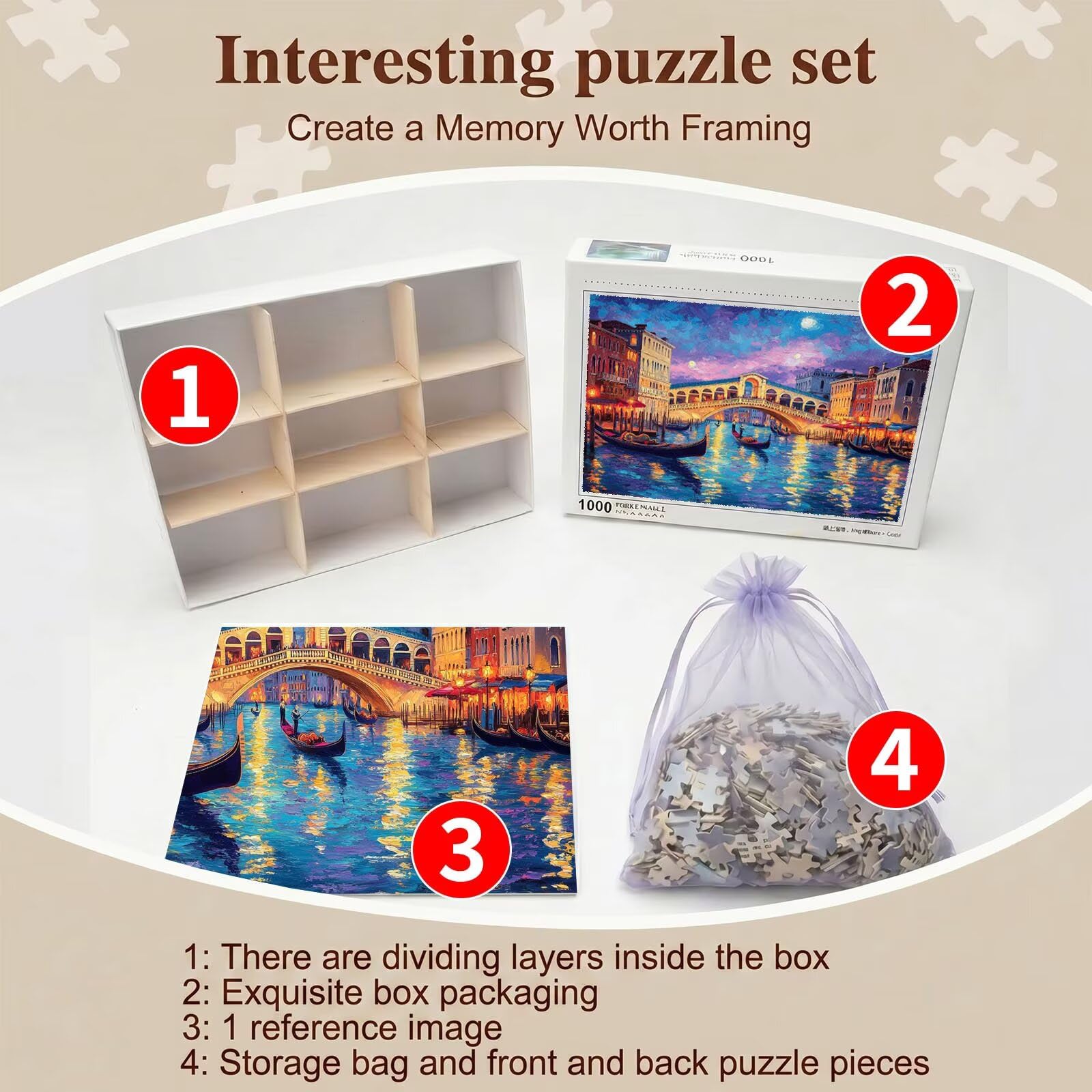ponte sogno-2 Puzzle 1000 Pezzi per Adulti, Puzzle in Legno - Collezione Classica con Poster Incluso - Sfida di Concentrazione e Passatempo Antistress, Gioco Educativo per Famiglia, 75 x 50 cm f0-835