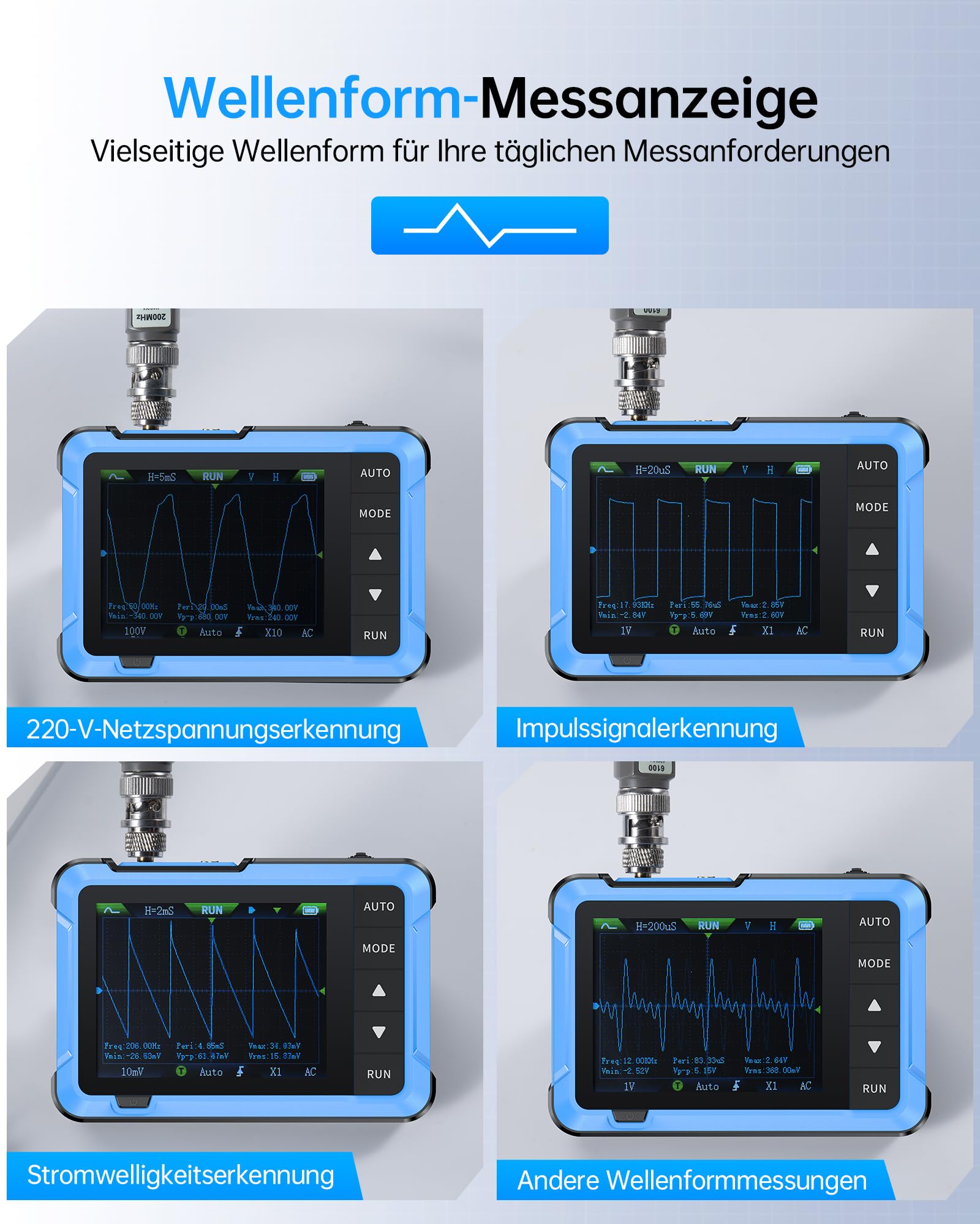 FNIRSI DSO-510 2-in-1 Hand-Oszilloskop & DDS-Signalgenerator – 10MHz Bandbreite, 48MS/s Abtastrate Digitales Oszilloskop Kfz, 2,8 Zoll TFT-Display, 13 Wellenformen, Triggerfunktion Auto/Normal/Einzeln