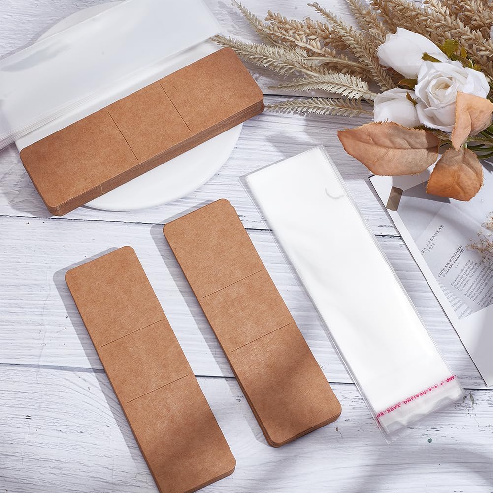 120Pcs Kraft Bookmark Holder DIY Bookmarks Blank Display Cards Kraft Bookmark Sleeve with OPP Bags Burly Wood for Gift Packaging Supplies Book Lovers