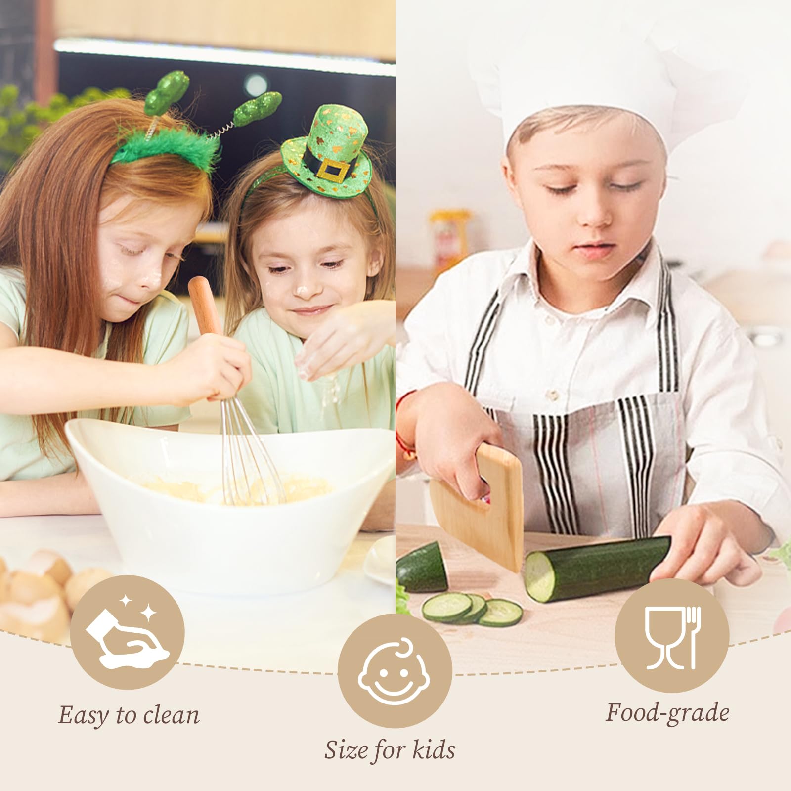 Promise Babe Kids Knife Set for Real Cooking and Baking, 14 Pcs Food Grade Montessori Kitchen Tools, Toddler Kitchen Tools with Safe Toddler Knife Set, Cutting Board, Kids Apron and Rolling Pin