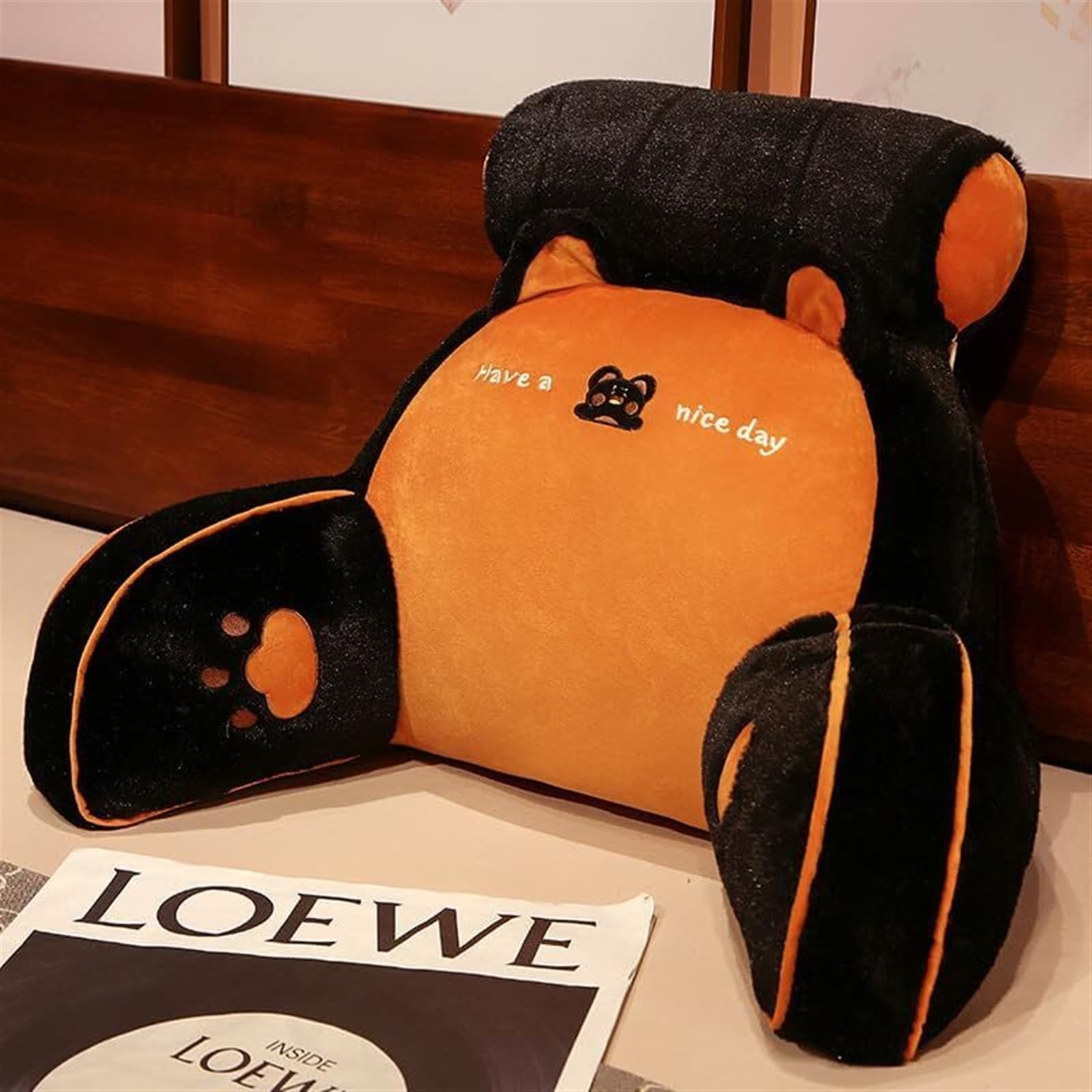 Uoxhfdh Black Bed Rest Lumbar Support Cushion Breathable Seat Relax Pillow With Arm(,75 * 50Cm)