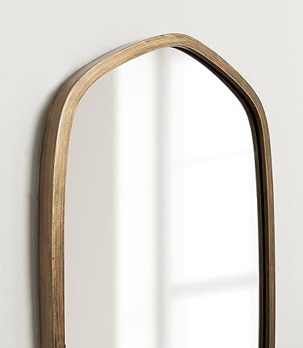 Miniatura 5 de Kate and Laurel McLean - Espejo de pared hexagonal oblongo, con marco de metal, 20 x 36, dorado antiguo, espejo geométrico decorativo y vibrante con