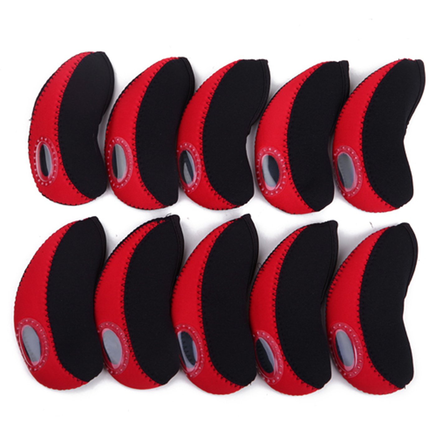 10pc Neoprene Golf Iron Club See Through Window Head Cover