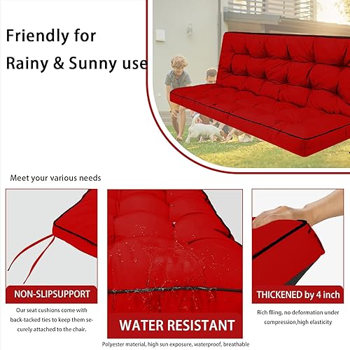 Miniatura 4 de Zacammy Cojines de asiento de repuesto para columpio cojín resistente al agua con respaldo relleno grueso cojines copetudos para muebles de jardín