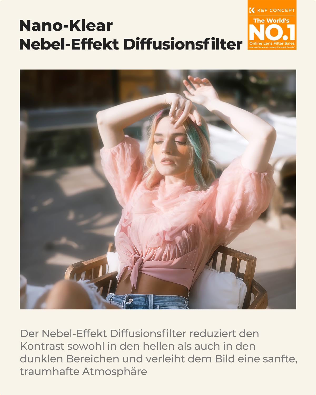 K&F CONCEPT Nebel-Effekt Diffusionsfilter 77mm Mist Filter für Landschafts- und Porträtfotografie (Nano-Klear)