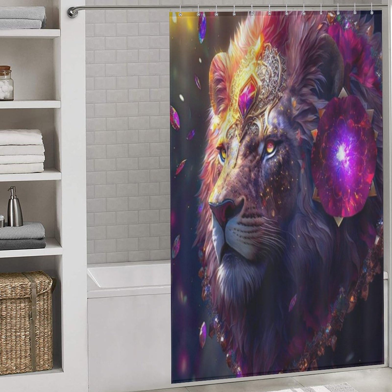 Rideau de bain lion en tissu lavable pour transformer votre douche quotidienne