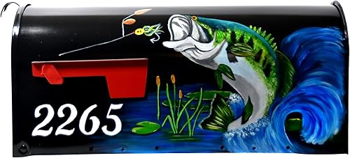 Buzón pintado a mano con número de casa