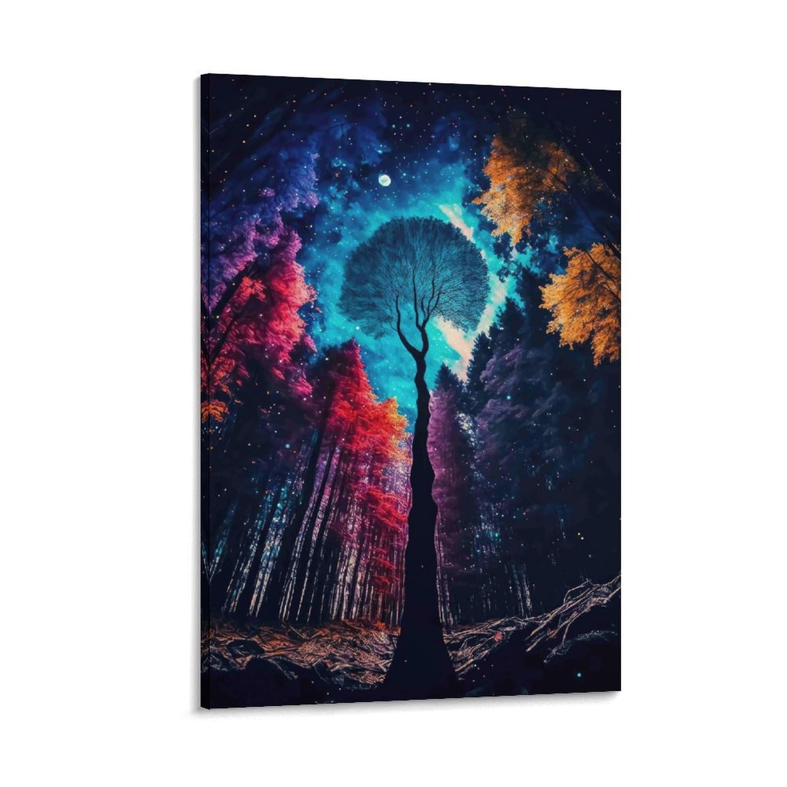 DHBANEIOK Fantasy Forest Night Poster Artwork Giclee Canvas Prints Modern Wall Art Picture Wall Hanging for Living Room Bedroom Home Decorations 24x36inch(60x90cm)