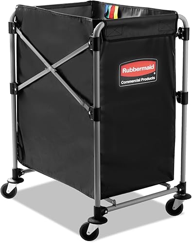 Rubbermaid Commercial 1881749 - Carrito plegable de acero para 4 ruedas (20 13 x 24 110 d), color negro y plateado