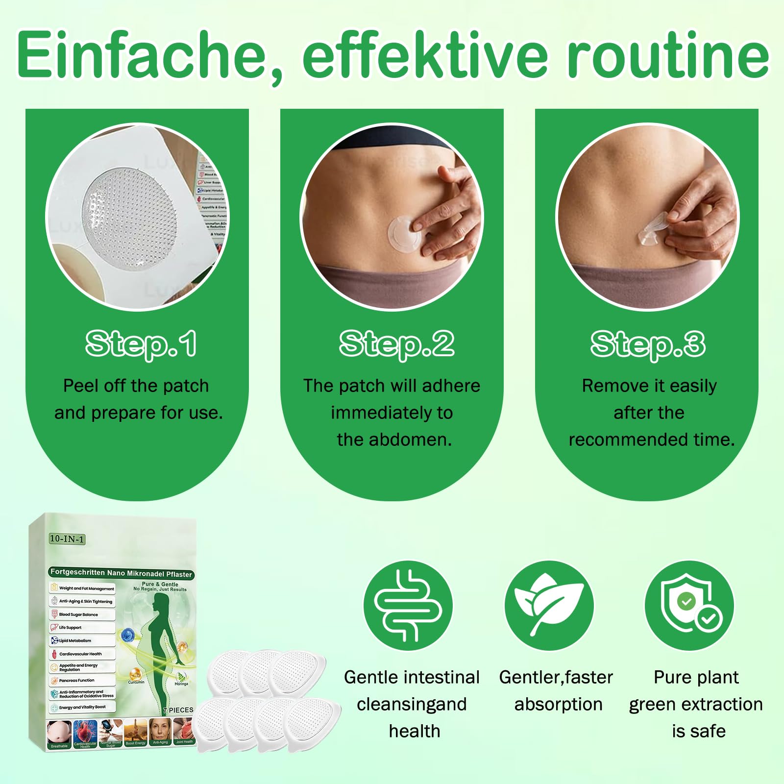 2 Parches Adelgazantes Moringa Berberina 10 en 1 con Nano Microagujas, Parches para Adelgazar Abdomen Potentes, Metabalance Patch Natural Hombre Mujer (B) — view 6