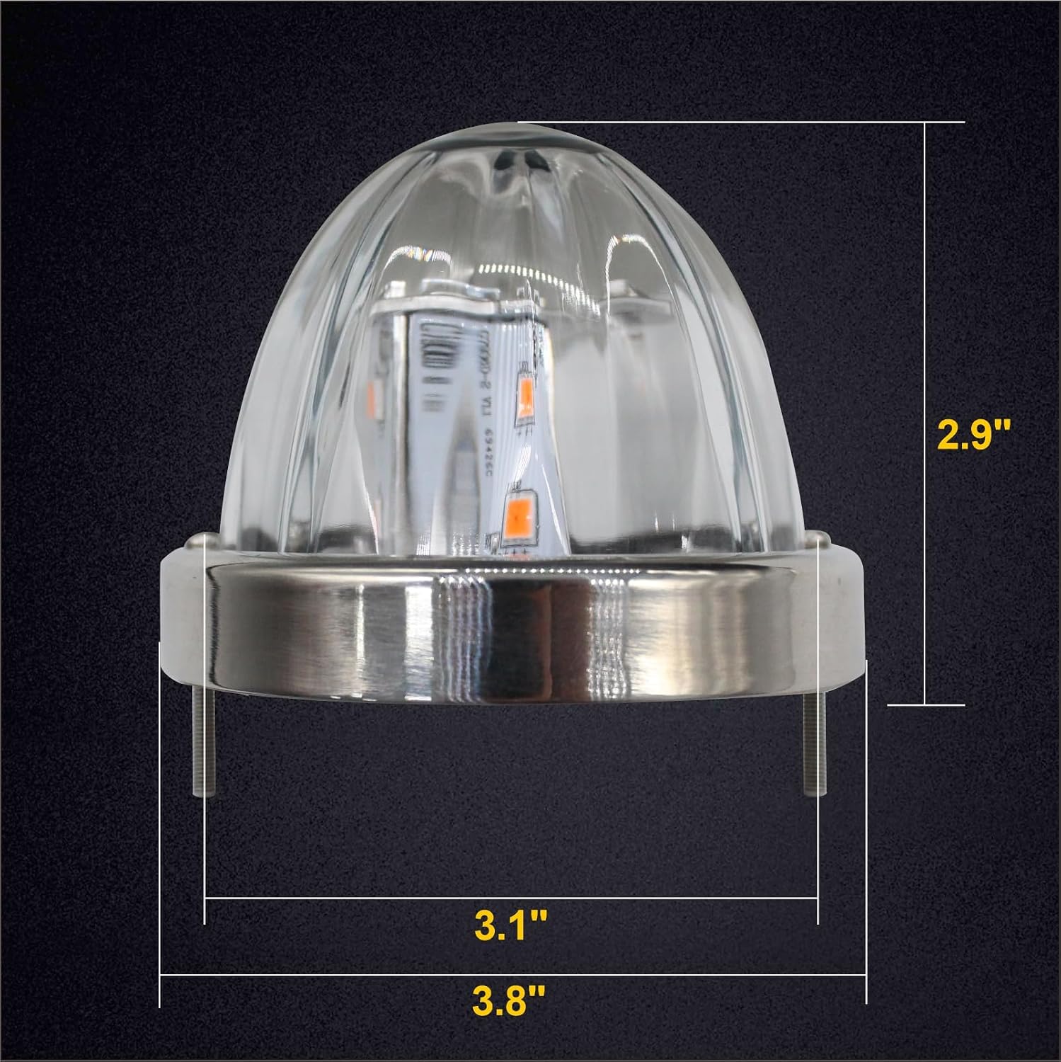 2PCS Red LED Side Marker Turn Signal Lights,Purple Glass Watermelon Lights with Bezel, Clear Lens, Compatible with Kenworth, Peterbilt, Freightliner Trucks