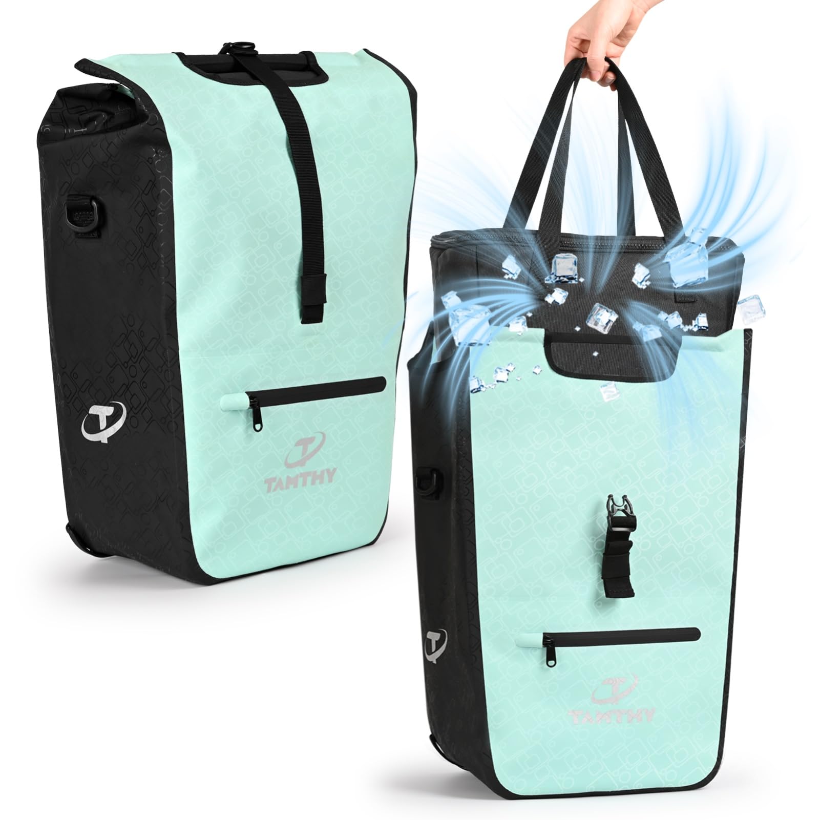 Fahrradtaschen für Gepäckträger mit Herausnehmbarer Kühltasche, 3 in 1 Wasserdicht Fahrradtasche, Umhängetasche & Tragetasche für Pendeln, Reisen (22-28 L)