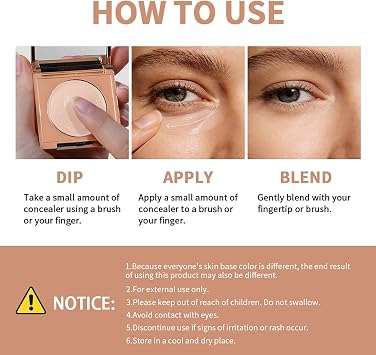 Under Eye Brightener with Brush - Dark Circles Under Eye Concealer Full Coverage - Under Eye Colour Corrector Concealer for Mature Skin,Waterproof Foundation Face Makeup Brush Kit(01 Light-Medium)
