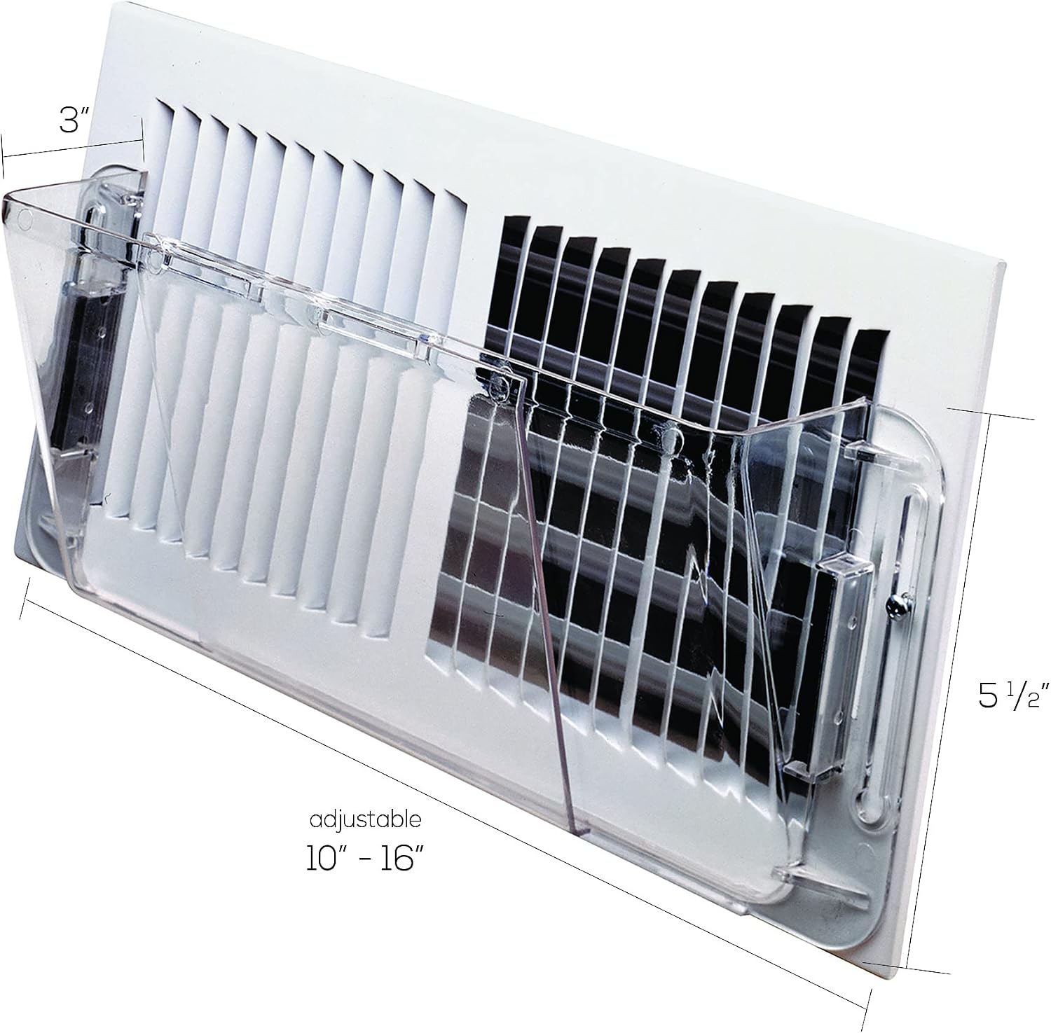 Deflecto Air Deflector for Sidewall Register, Adjustable from 10” to 16” Wide, Clear (51)