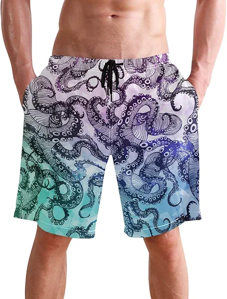 visesunny Stylish Mens Swim Trunks Quick Dry Beachwear Sports Swim Board Shorts Holiday Party Bathing Suits
