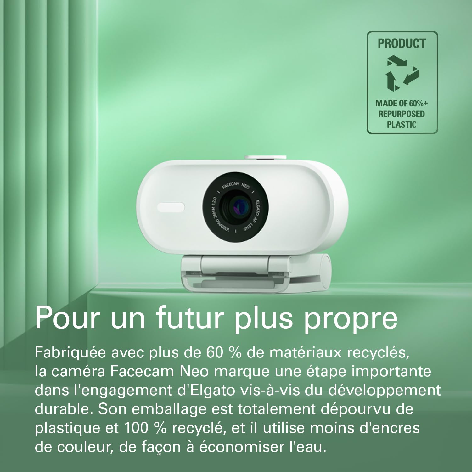 Elgato Facecam Neo Webcam Full HD avec bouchon de confidentialité et correction de lumière USB-C Plug-and-play PC/Mac