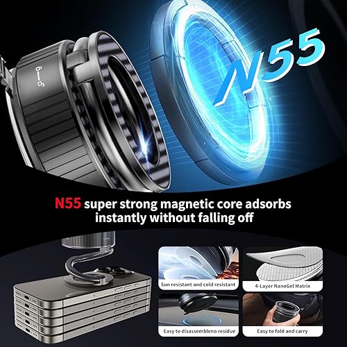 Miniatura 3 de Soporte de teléfono para automóvil, soporte magnético de vacío ajustable de 360 para automóvil, soporte de teléfono plegable con ventosa, soporte de