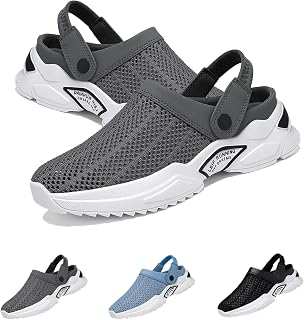 Men's Orthopedic Hollow-Out Summer Sandals, Mens Breathable Mesh Sandals, Summer Casual Mules Mens Mesh Breathable Sandals, Orthopedic Sandals for Men (Color : Grey, Size : 9.5US)
