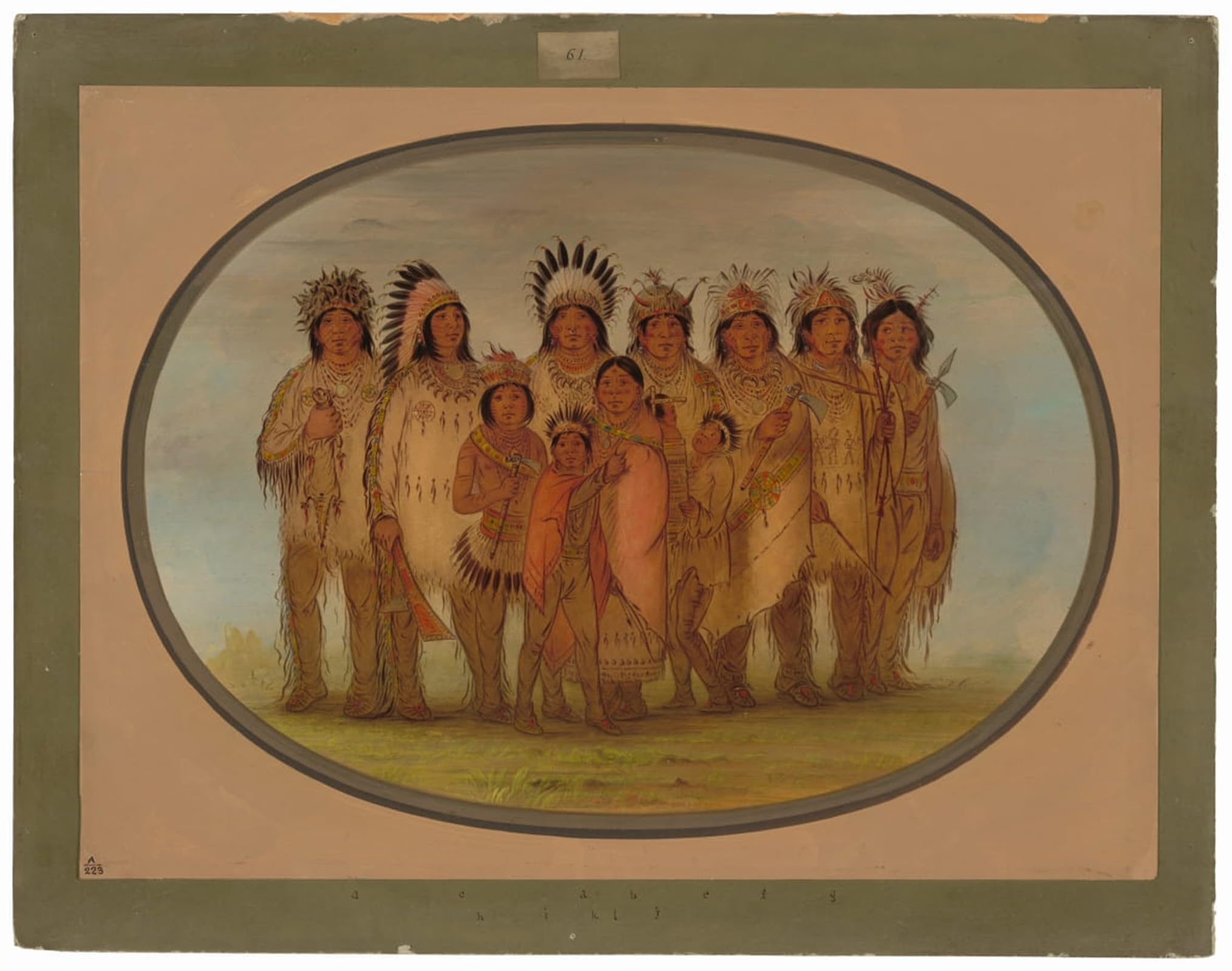 SERENDIPITP Vintage Picture Print on Canvas Wall Art Poster Ojibbeway Indians in Paris by George Catlin Artwork Print Poster for Wall Decor 60x90cm