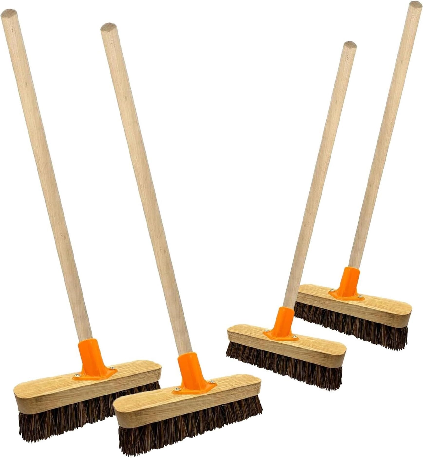 Deck Scrubber Brush with Handle - Wooden Pole Stiff Floor Broom Head ...