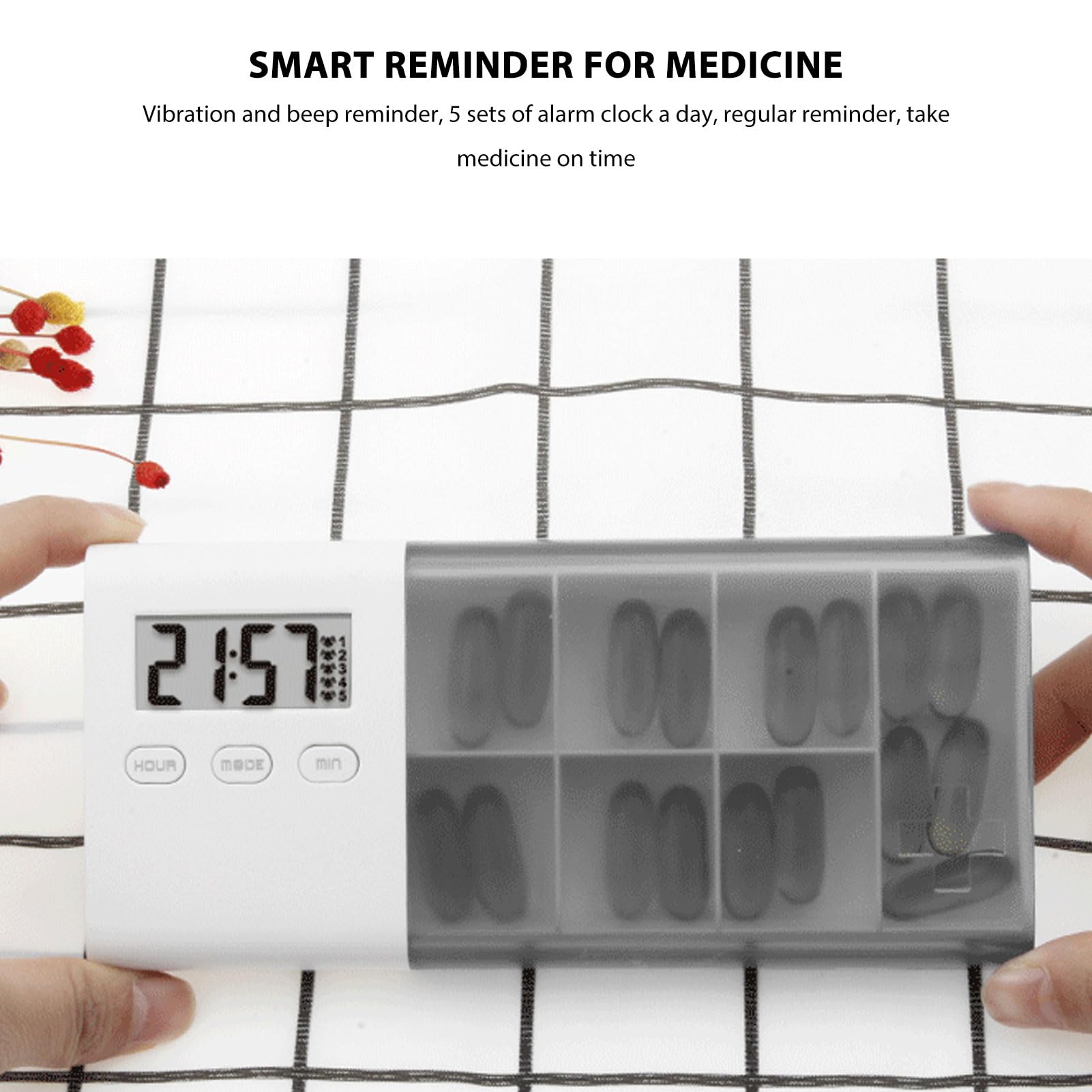 Digitaler Medikamentenkasten mit Signalton, 5 Sets Alarm Vibration Smart  Organizer fr Reisen, USB wiederaufladbare elektronische Medizin Organizer  fr Vitamine & Kapseln : Amazon.de: Drogerie & Krperpflege