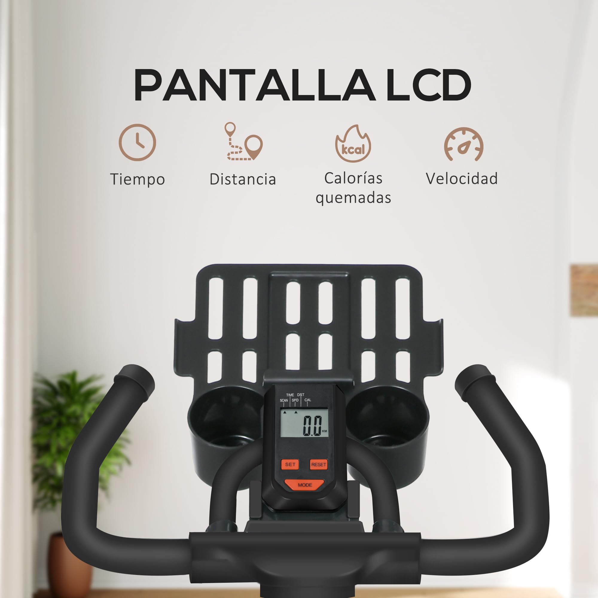 HOMCOM Bicicleta Estática con Resistencia Regulable Bici Estática Bicicleta de Fitness con Volante de Inercia 8 kg Pantalla LCD Manillar y Asiento Ajustable para Casa Gimnasio