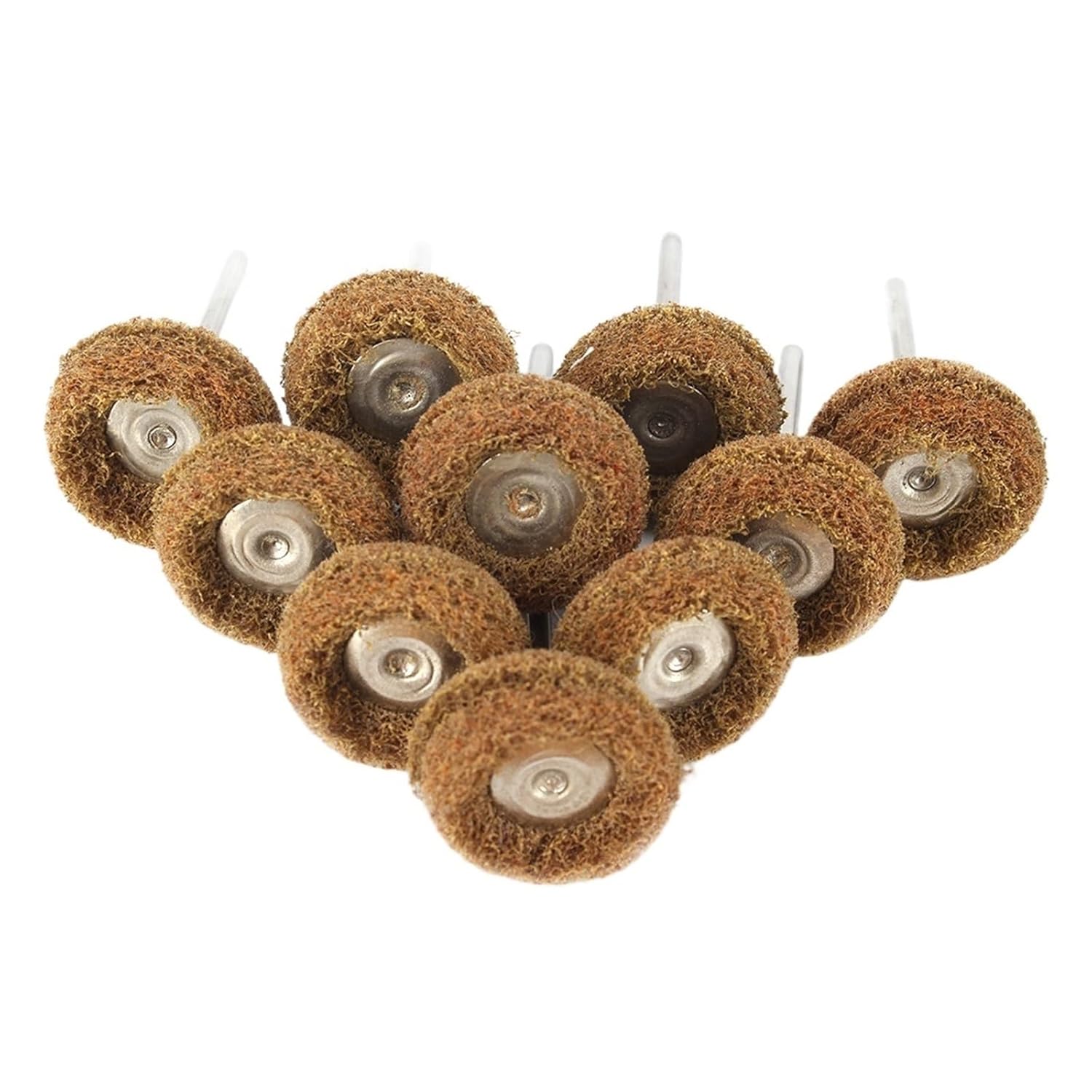 1Inch T-Shaped Wool Felt Grinding Head Scouring Pad Polishing Mini Brush Abrasive Buffing Wheel for Rotary Tool 2.35/3mm Shank(10pcs Grit 80 Brown)