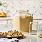 Hermetic Seal Glass Pitcher with Airtight Lid & Spout - 68oz Water Carafe for Homemade Juice, Iced Tea, Milk, Cold Brew Coffee, Lemonade - Fridge Door Jug Bottle with Handle, Clear Beverage Serveware