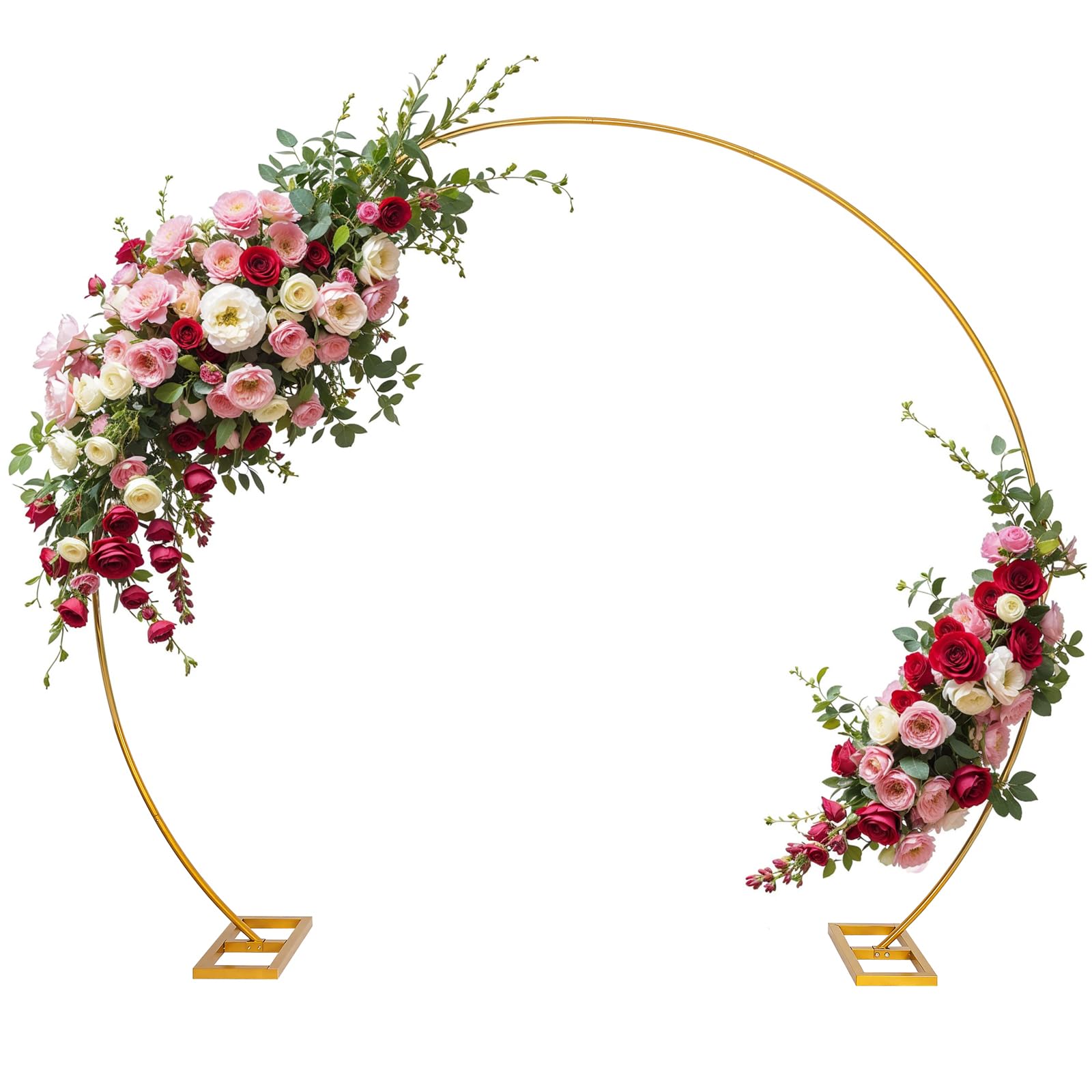 Liacere Wokceer Wedding Arch 7*8FT Round Backdrop Stand Gold Metal Circle Backdrop Stand Circle Balloon Arch Stand Frame for Birthday Party Bridal