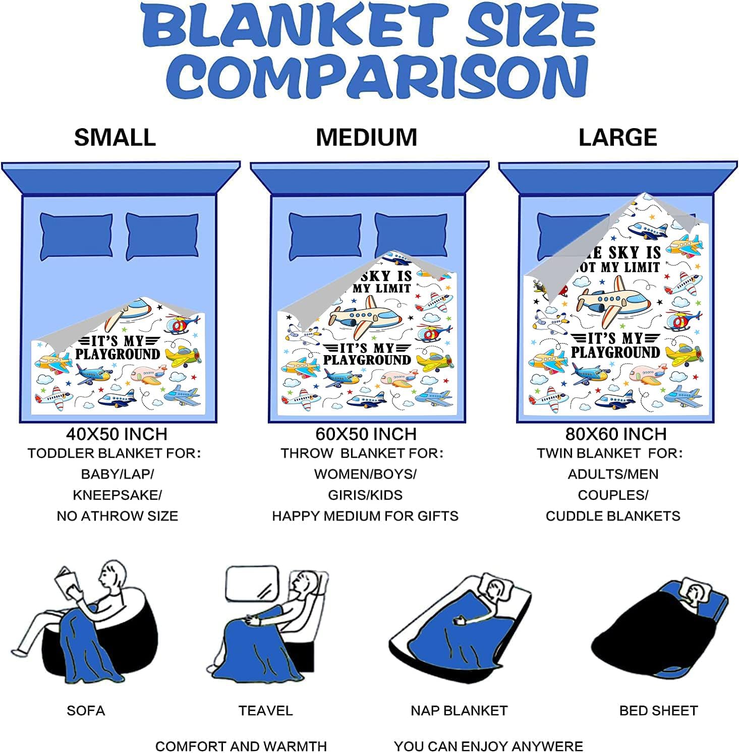 Cute Pilot Airplane Blanket Gifts for Boys Girls Kids Airman,Soft Lightweight Aircraft Flying Throw Blanket Birthday for Pilots Men Women Adults 50"X40" - Image 7