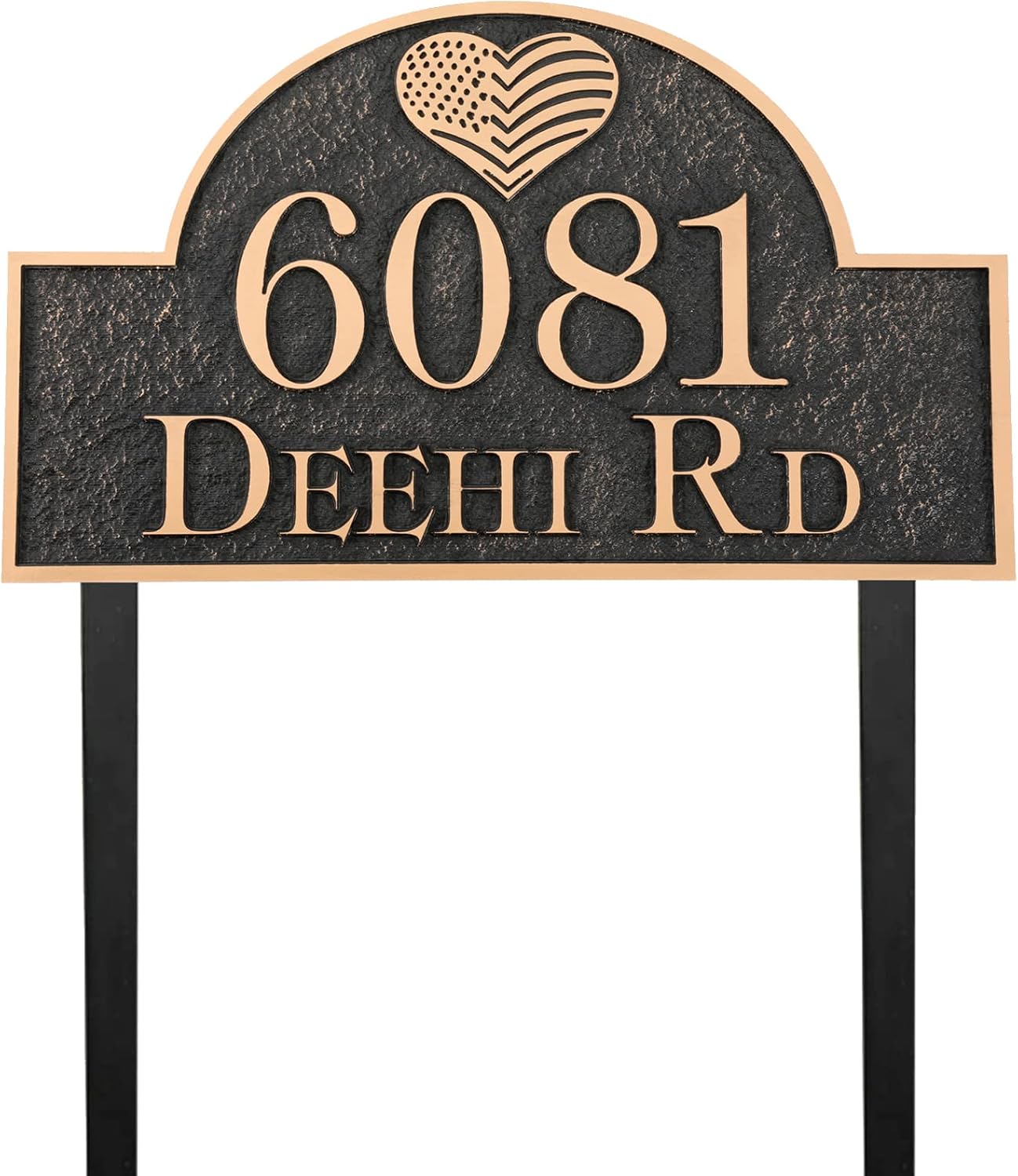 Address Sign Large LAWN MOUNTED - 12'' x 6.4'' Personalized Address Plaque,House Number Sign Plate for Yard,Lawn,Ground,Garden,Drive Way,House Address Numbers for Outside with 2 Metal Stakes