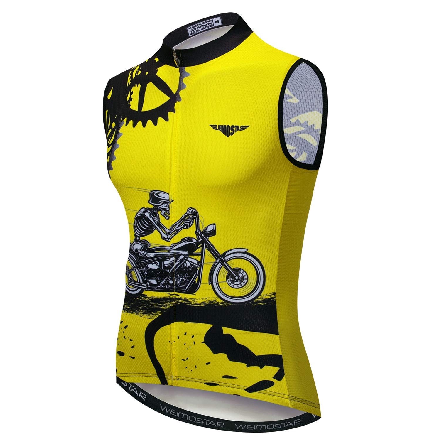 Cycling Jersey Men Bike Sleeveless Cycle Vest Road Bicycle Clothing Riding Racing MTB Shirt Mountain Riding Sports top Yellow XXXL
