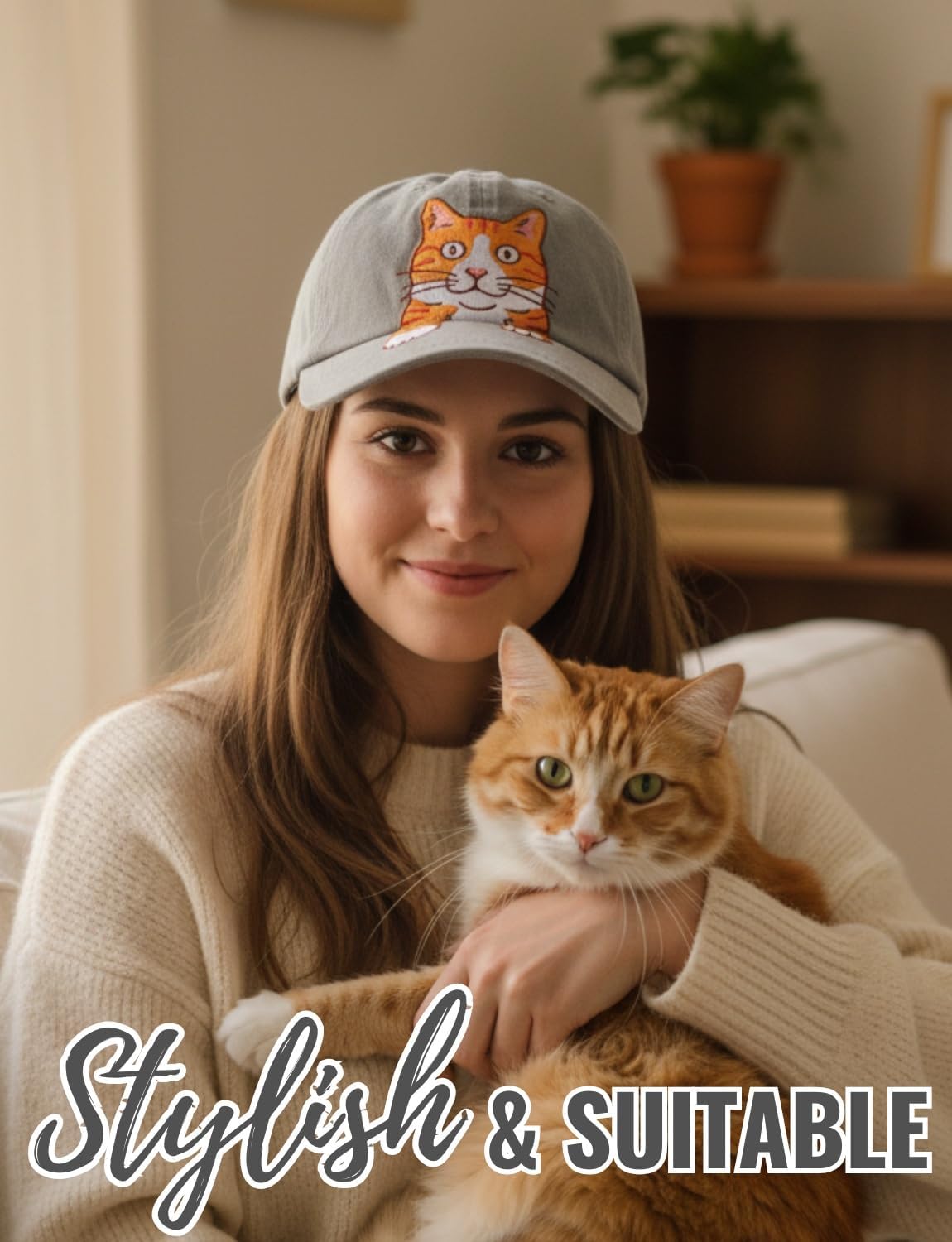 InnoBeta Orange Cat Gifts for Women Men, Orange Cat Cap Embroidered Adjustable Hat Gifts Accessory for Birthday & Christmas - Image 3
