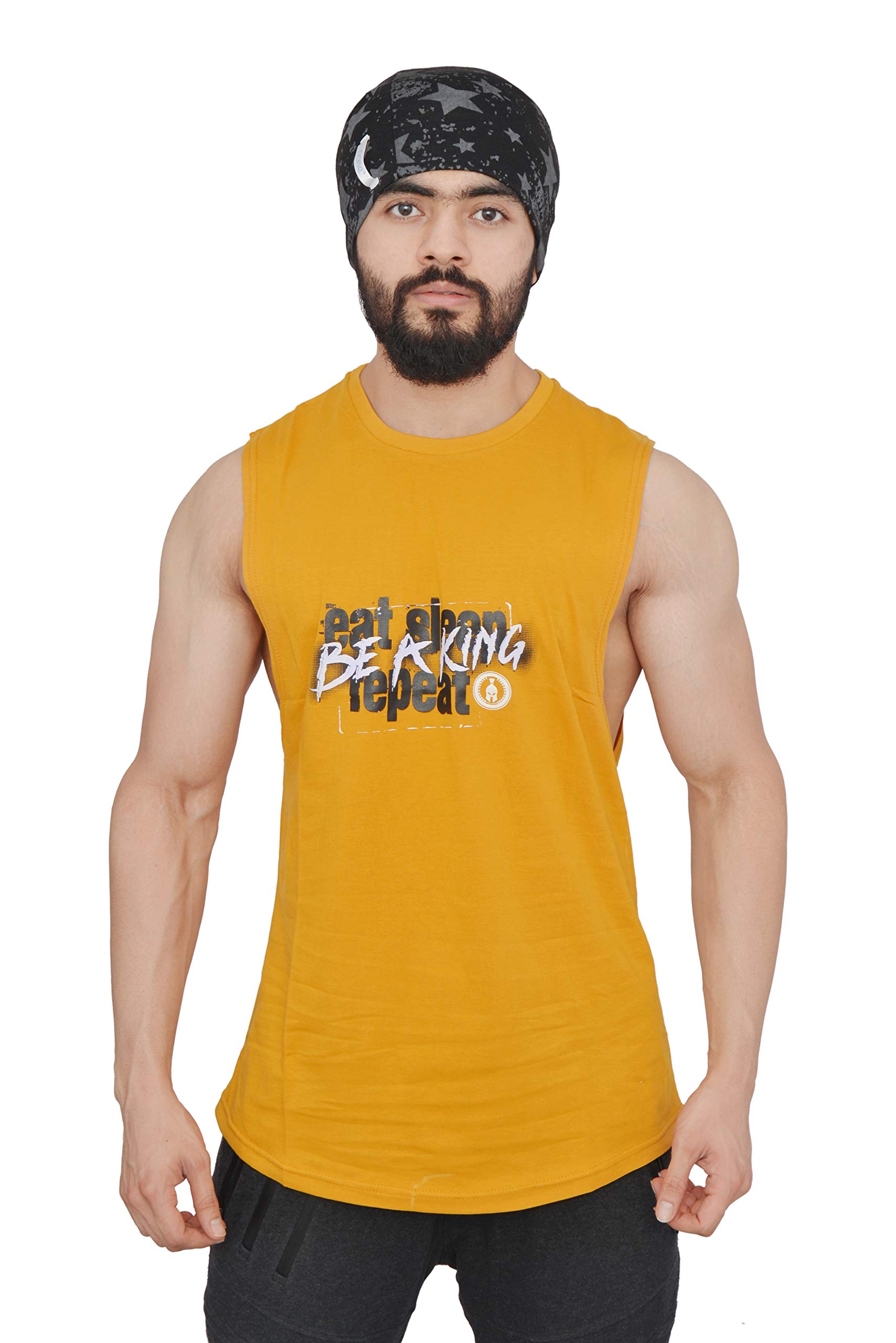 anax aesthetics Cotton Sleeveless Gym Vest for Men Arckon Eat Sleep Be A King Men's Gym Stringer Vest Cutoff Tshirt Tank Top Sando-picture-14