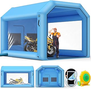 10x8.2x8.2ft Inflatable Paint Booth with 550W Powerful Blower and Three Layer Filter System, Portable Spray Booth Tent for Car Motorcycle Paint Workstation Garage