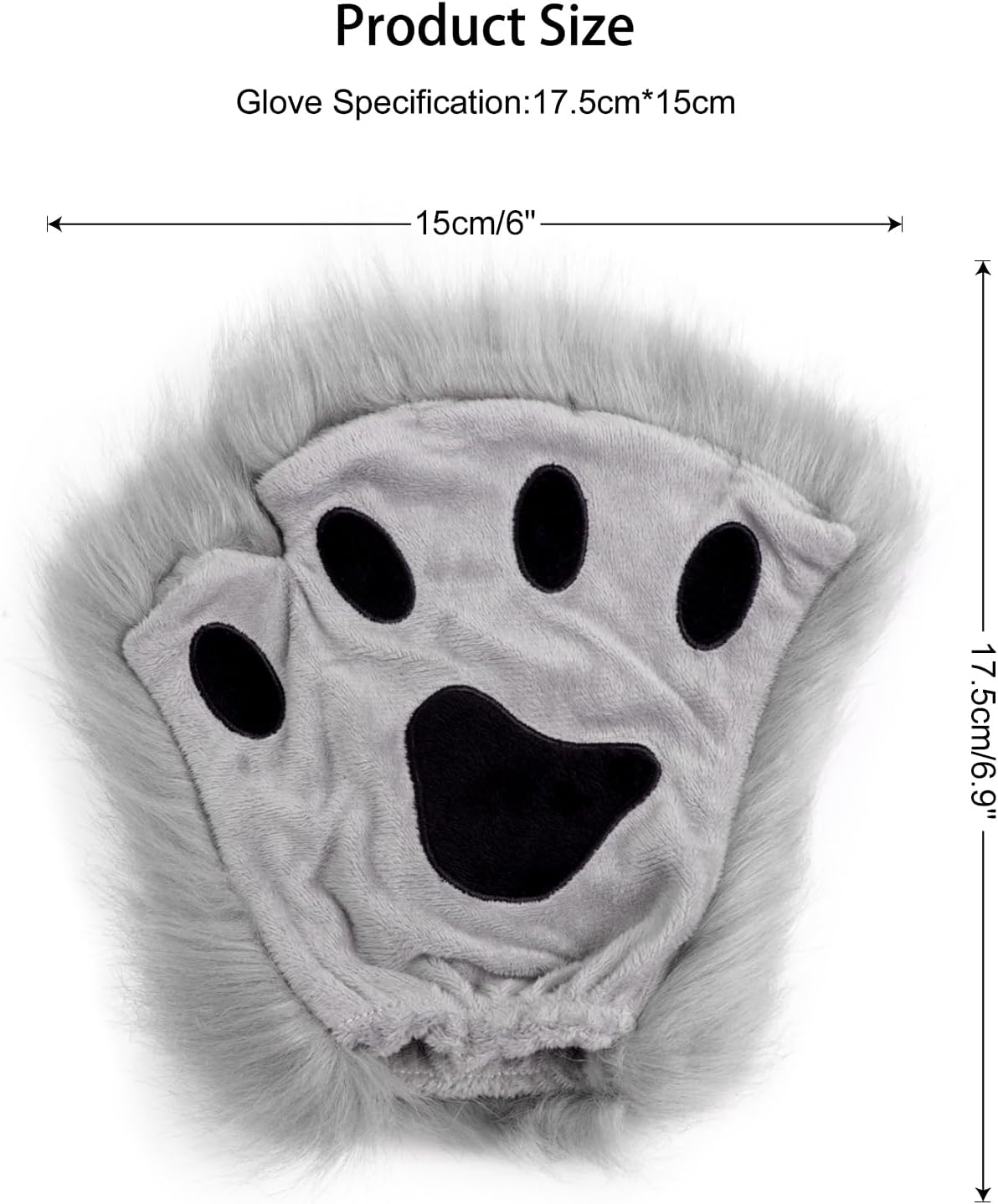 DRESHOW Wolf Fox Fur Tail Clip Ears and Gloves Set Cosplay Party Costume Super Huge Fluffy Tail for Adult - Image 6