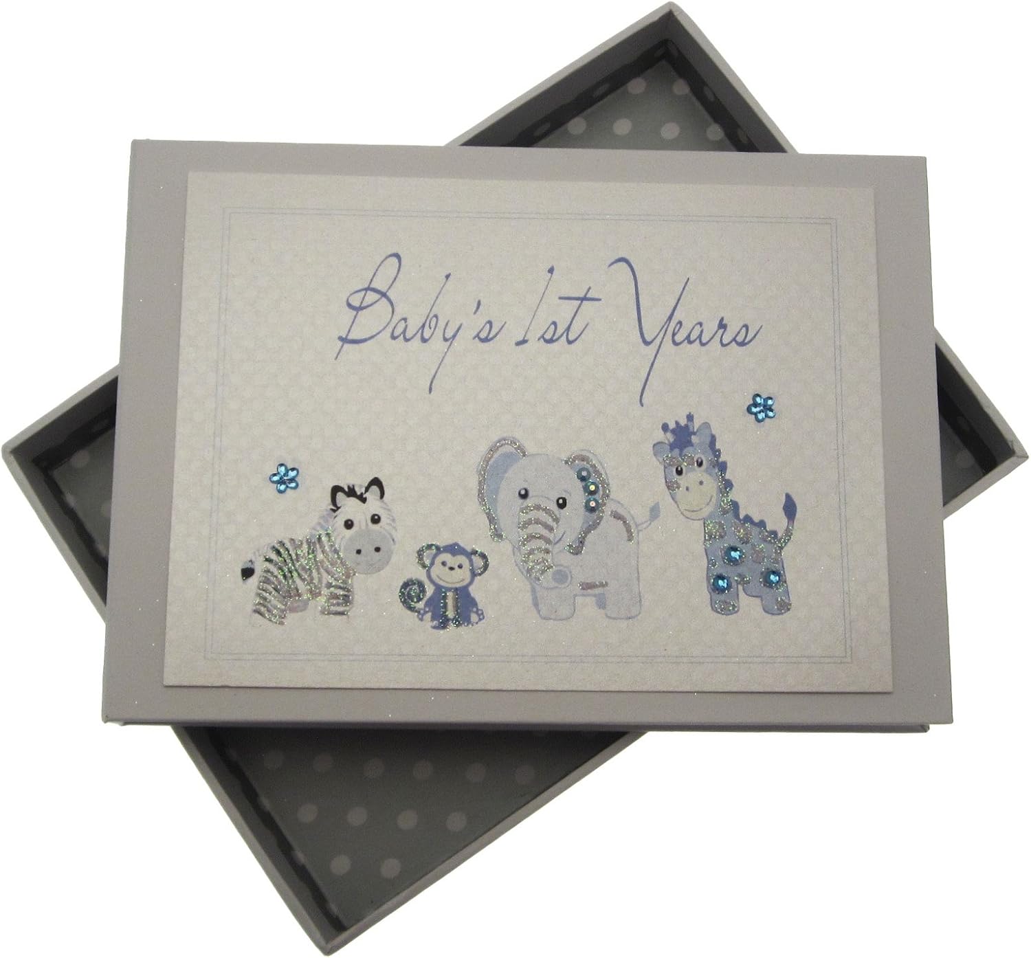 White Cotton Cards Handmade Baby's 1st Years Tiny Photo Album (Blue)