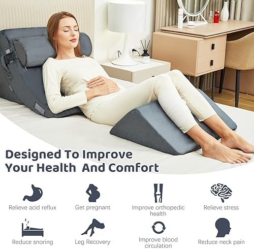 Miniatura 4 de 4 almohadas de cuña para dormir, almohada de cuña para aliviar el reflujo ácido, recuperación poscirugía del dolor de espalda y piernas, asiento
