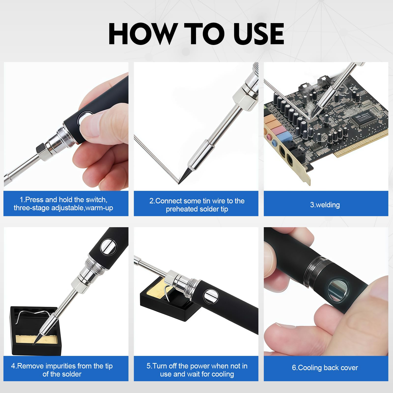 Saldatore USB Senza Fili A 3 Temperature (330°C-450°C) – Kit Completo Con Supporto E Accessori Per Riparazioni Elettroniche