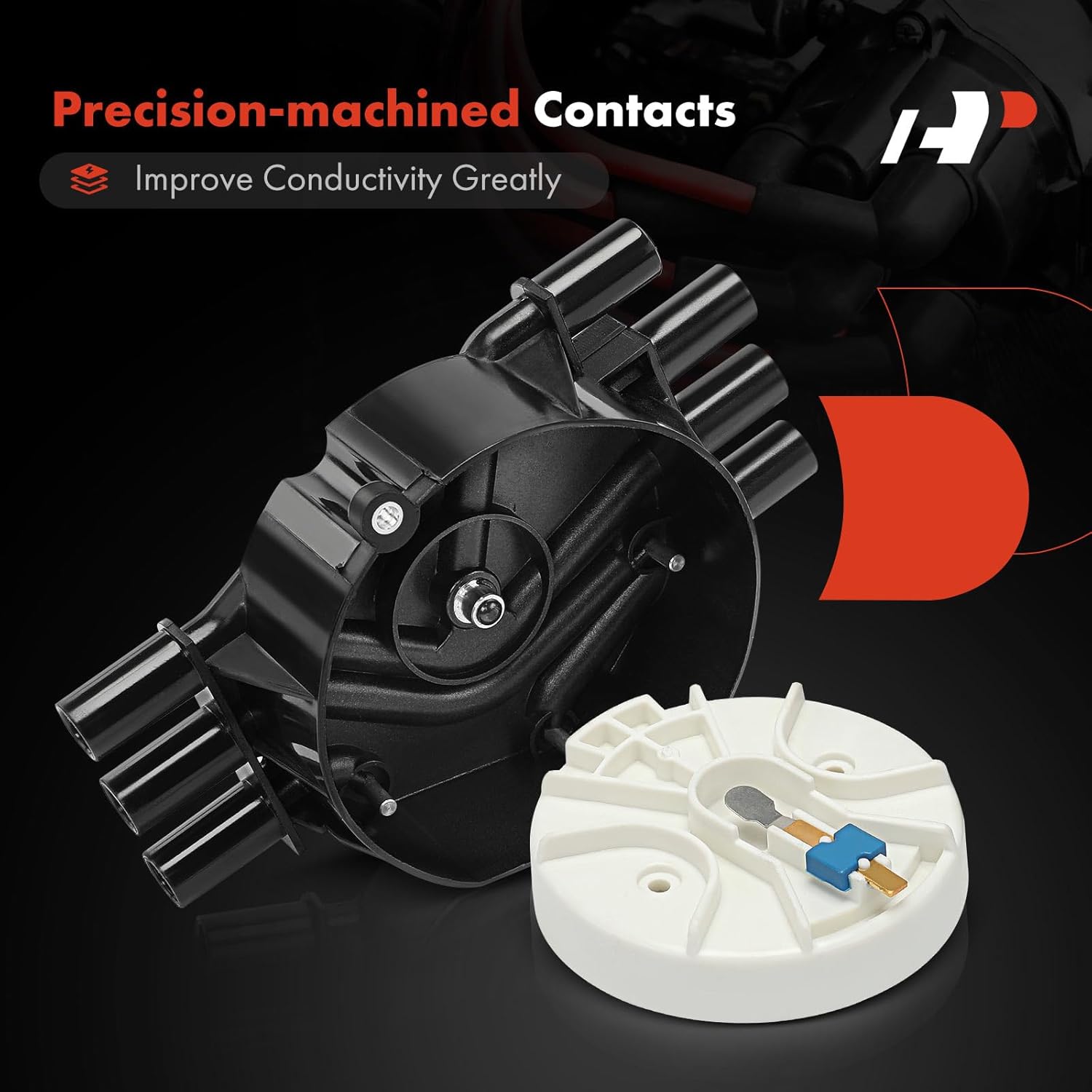 A-Premium Ignition Distributor Cap Compatible with GMC, Chevy & Isuzu Vehicles - V6 4.3L - Silverado 1500, Sierra 1500, Savana, Express, C/K-1500, Blazer, Hombre, Bravada - 1995-2008