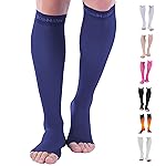 Doc Miller, Open Toe Compression Socks, 8-15 mmHg, Toeless, Support Circulation, Shin Splints, Calf Recovery, Varicose, Knee High, Medical Grade, Dark Blue Socks, Medium Size for Men & Women, Pair