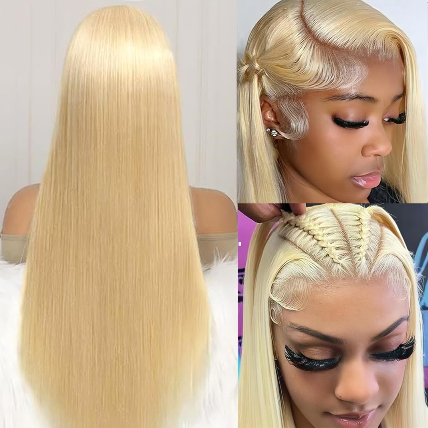 24 inch 613 Blonde Human Hair Wig 180% Density 13x4 HD Transparent 613 Blonde Straight Lace Front Wigs Human Hair For Black Women - Image 2