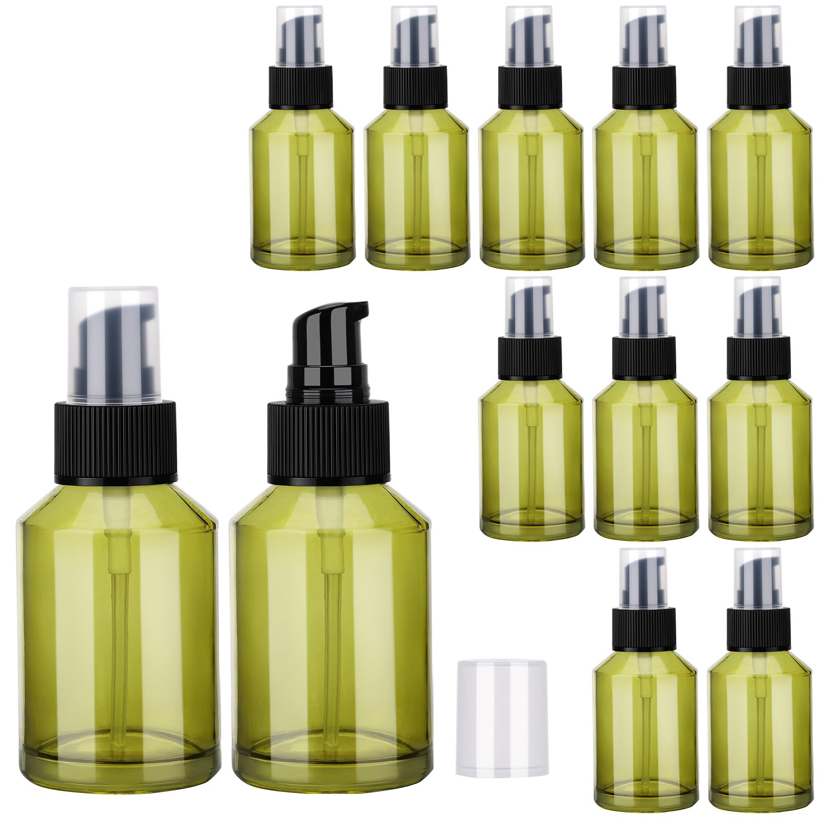 Segbeauty 12 contenitori da viaggio in vetro da 56,7 g, ricaricabili, piccoli contenitori da viaggio per creme, mini flaconi vuoti per lozioni da 60 ml con erogatore a pompa, contenitori per cosmetici