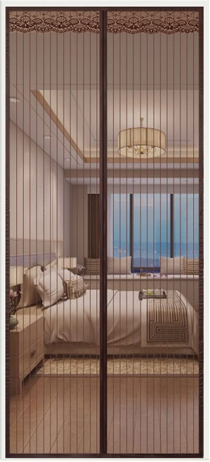 Konsilsa Magnetic Screen Door, Heavy Duty Full Frame Hook & Loop Mesh Net Self Sealing Hands Free Mesh Screen Doors Pet Dog Kids Friendly (Color : B, Size : 100x210cm(39x83inch))