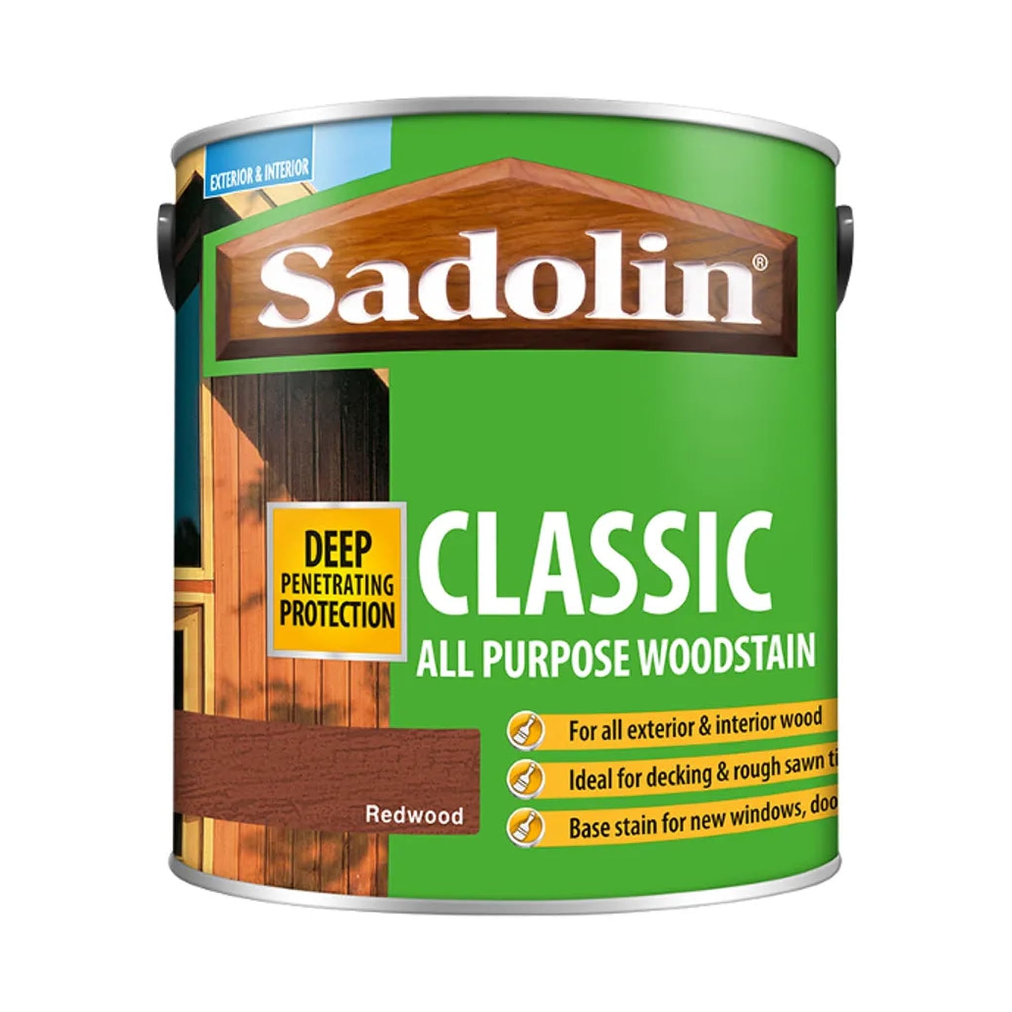 Redwood Woodstain 2.5L | Exterior Wood Stain and Protector | Breathable Matt Finish for Doors Windows Cladding Fences and Garden Timber