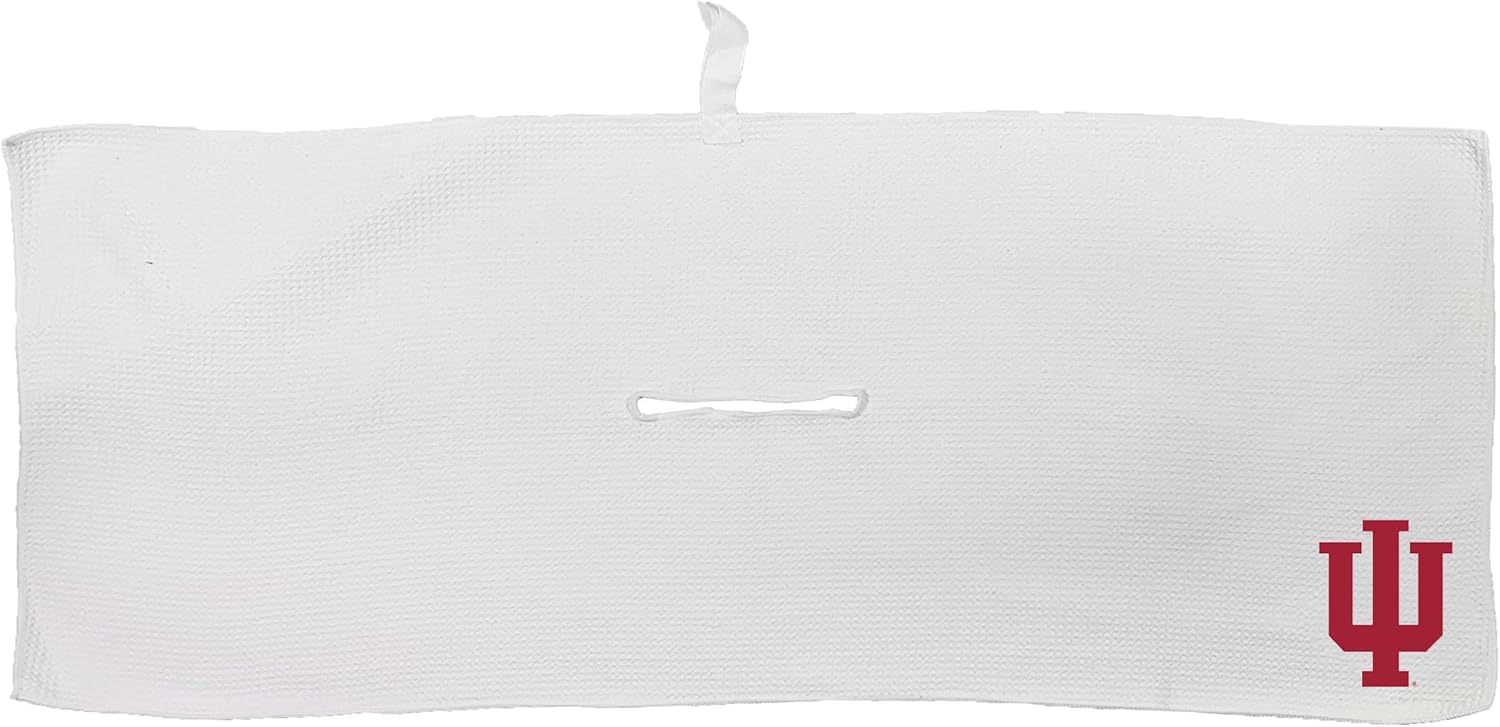 Team Golf NCAA NCAA Microfiber Towel - 16" X 40" (White) with Carabiner Clip, Premium Microfiber with Deep Waffle Pockets- Superior Water Absorption and Quick Dry Golf Cleaning Towel