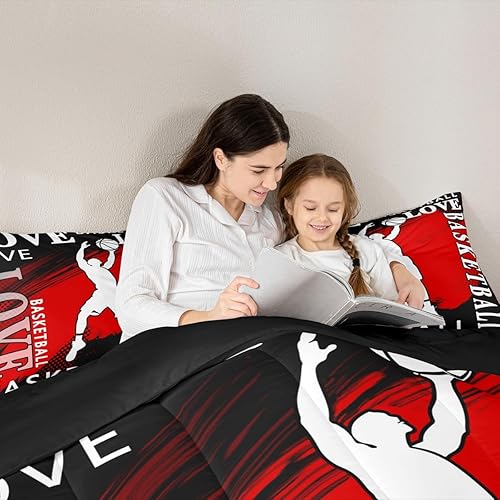 Miniatura 6 de Feelyou Juego de edredón de baloncesto para niñas y niños, juego de ropa de cama con juegos de pelota, decoración de habitación, regalo para amantes