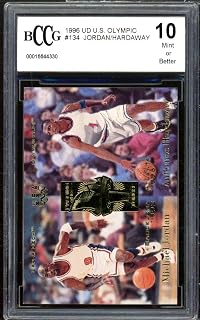 1996 UD US Olympic #134 Hardaway/Michael Jordan Card BGS BCCG 10 Mint+ - Unsigned Basketball Cards