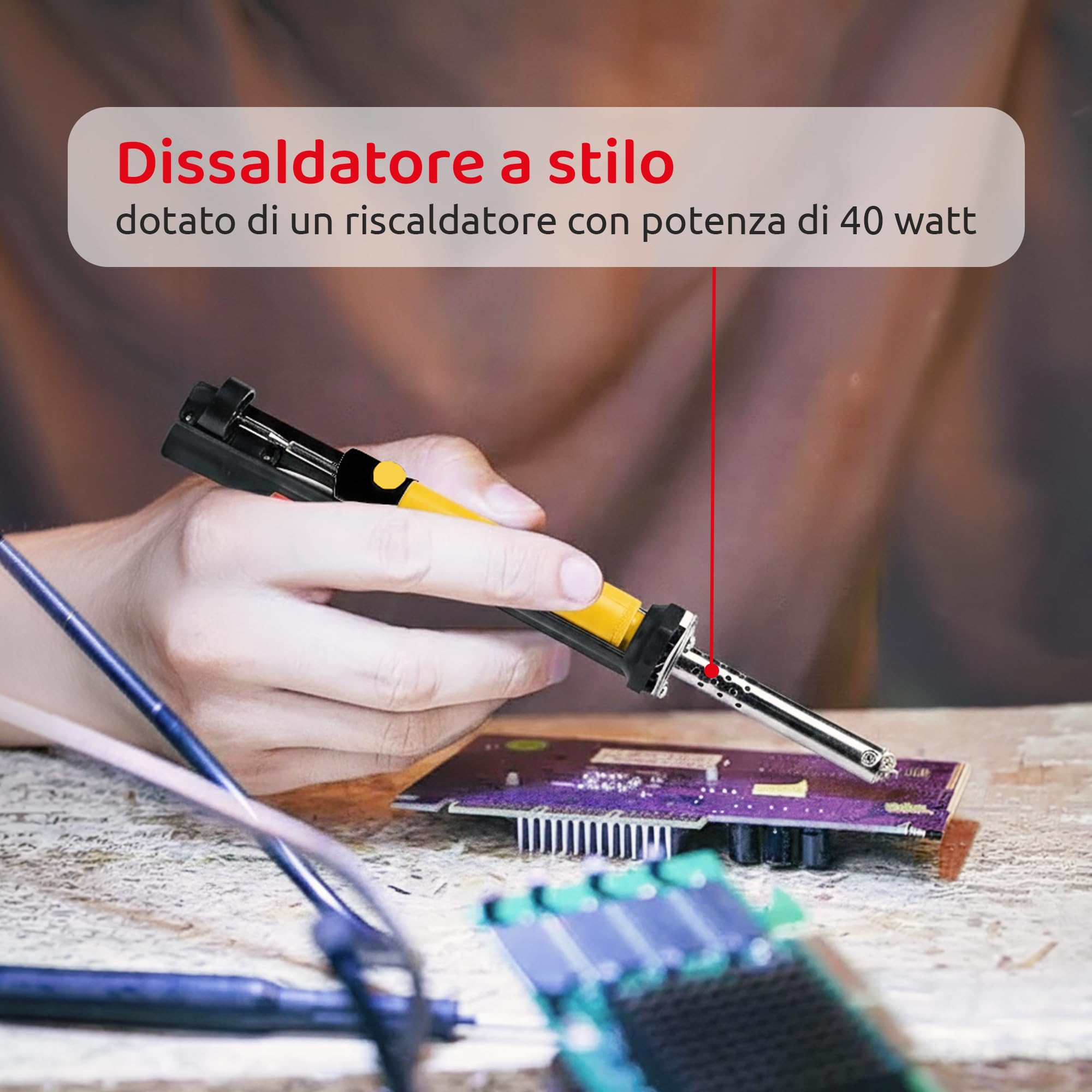 MKC | WS-211 Dissaldatore a Stilo con riscaldatore da 40W, 230 V, Giallo, Rimuovi facilmente le saldature indesiderate