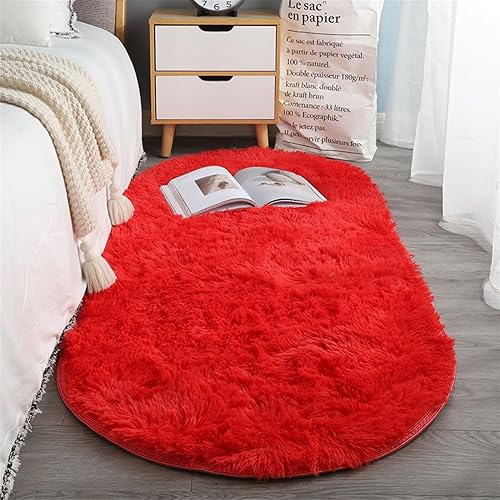 Miniatura 5 de SK Studio Alfombras esponjosas para dormitorio, alfombra de área de pelo largo para niñas y niños, decoración del hogar, alfombra ovalada de